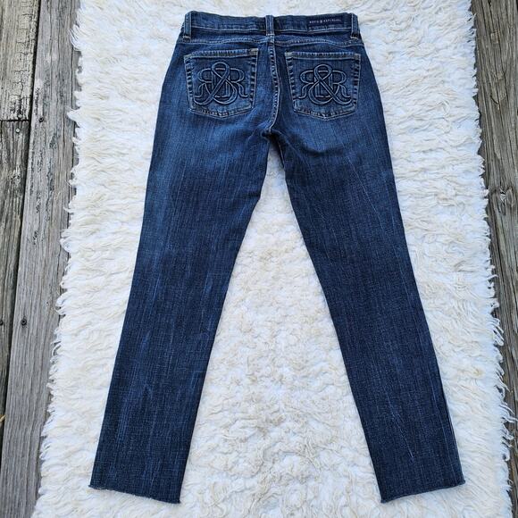 Dark Stretch Denim Skinny Jeans Size 6 Cropped Raw Hem Rock Republic Berlin - Picture 3 of 10